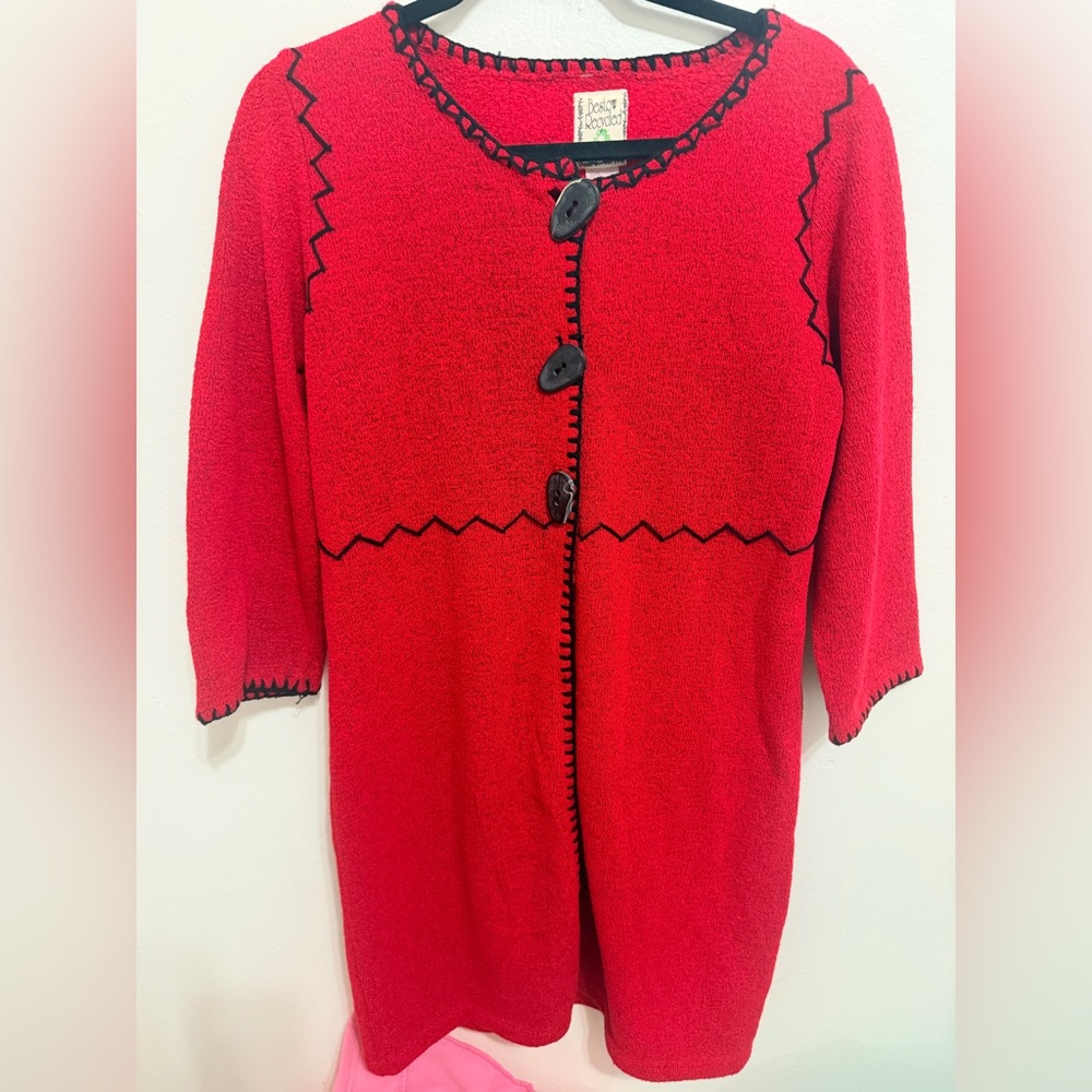 Red Button-Up Women's Sweater